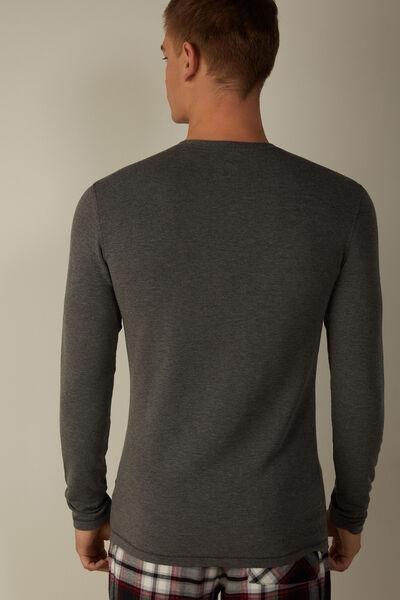 Grey Long-Sleeved Modal Cashmere Top, , large image number 3