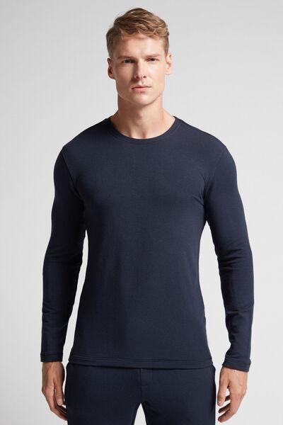 Blue Long-Sleeved Modal Cashmere Top, , large image number 0