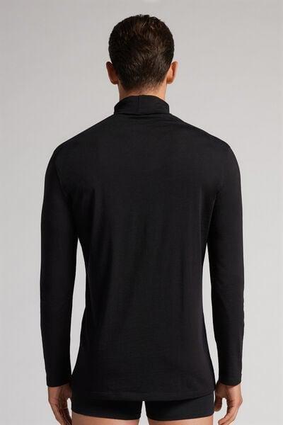 Black Long-Sleeved Merino Wool Top, Black, large image number 3