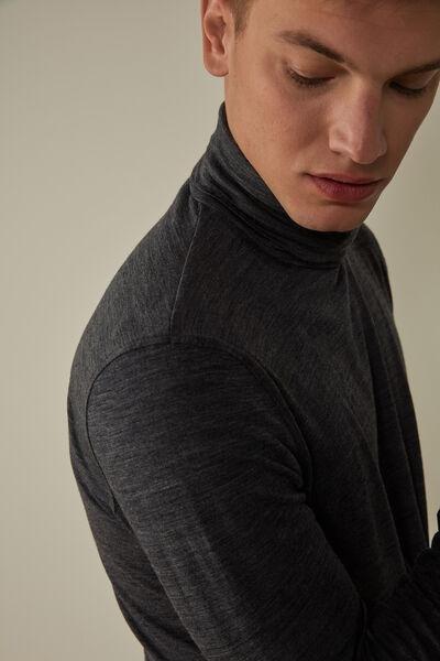 Grey Blend Long-Sleeved Merino Wool Top, , large image number 1