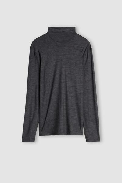 Grey Blend Long-Sleeved Merino Wool Top, , large image number 2