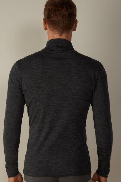 Grey Blend Long-Sleeved Merino Wool Top, , large image number 3