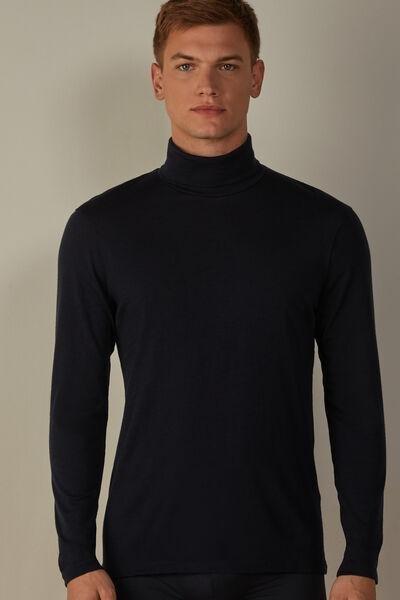 Blue Long-Sleeved Merino Wool Top, , medium