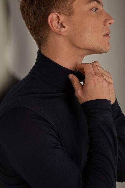 Blue Long-Sleeved Merino Wool Top, , large image number 1