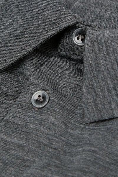 Grey Long Sleeve Wool Shirt, Charcoal Grey Blend, large image number 4