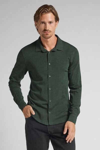 Green Long Sleeve Wool Shirt, B601_981J, large image number 1