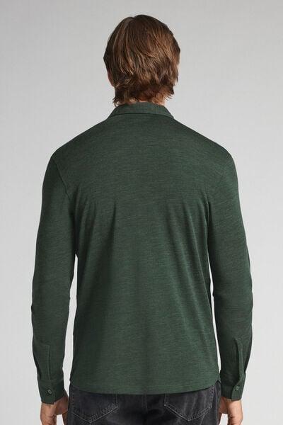 Green Long Sleeve Wool Shirt, B601_981J, large image number 3