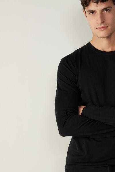 Intimissimi UOMO - Black Long-Sleeved Merino Wool Top