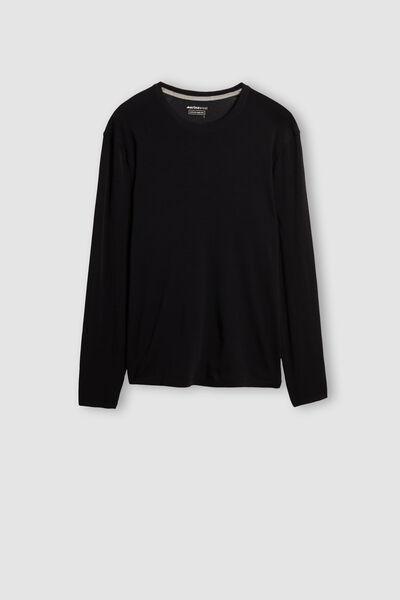 Intimissimi UOMO - Black Long-Sleeved Merino Wool Top