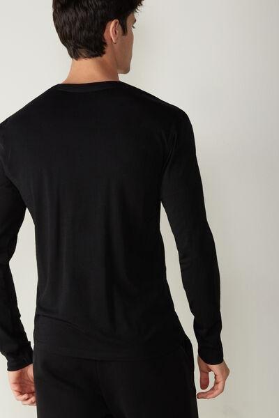 Intimissimi UOMO - Black Long-Sleeved Merino Wool Top