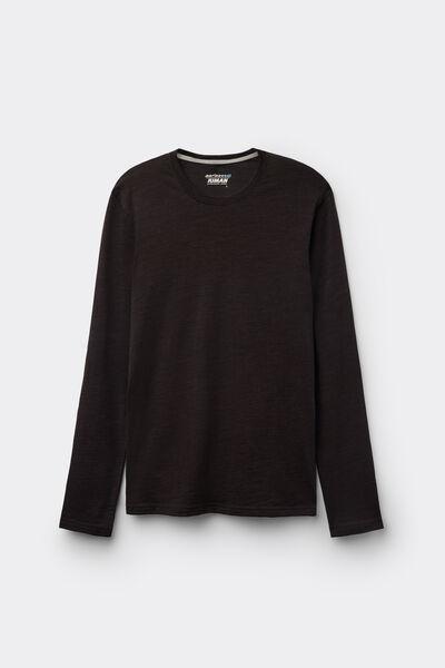 Brown Long-Sleeve Round-Neck Merino-Wool Top, B601_775J, large image number 2