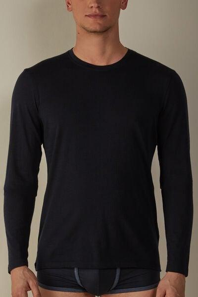 Blue Round Neckline Shirt, , medium