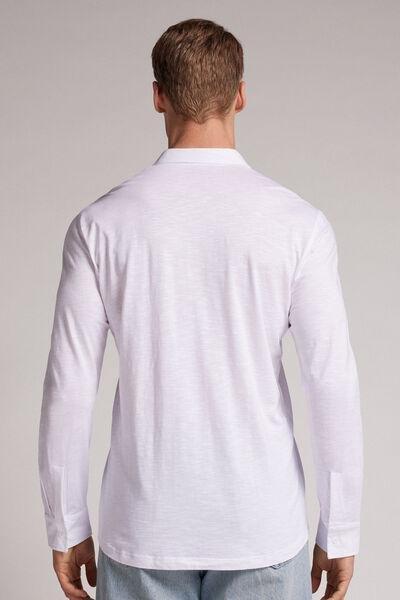 Intimissimi UOMO - White Long-Sleeved Slub Cotton Shirt