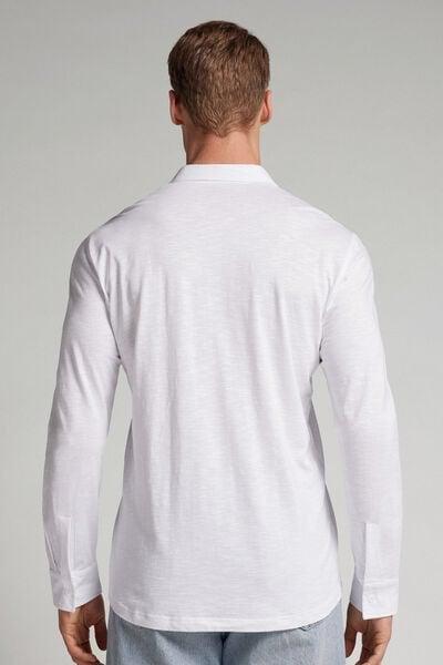White Long-Sleeved Slub Shirt, White, large image number 3
