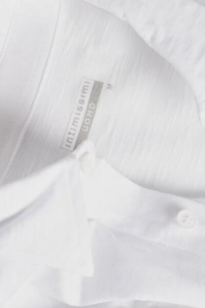 Intimissimi UOMO - White Long-Sleeved Slub Cotton Shirt