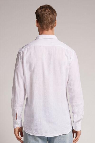 White Linen And Cotton Shirt, , large image number 3