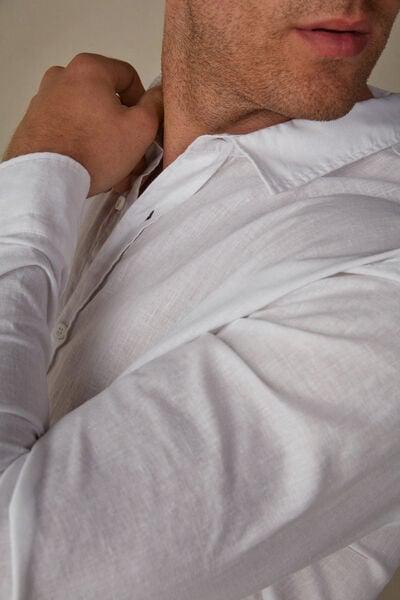 White Linen And Cotton Shirt, White, large image number 5
