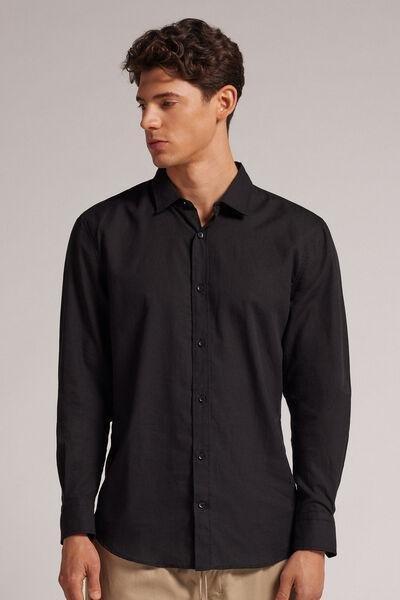 Black Linen Shirt, , large image number 0