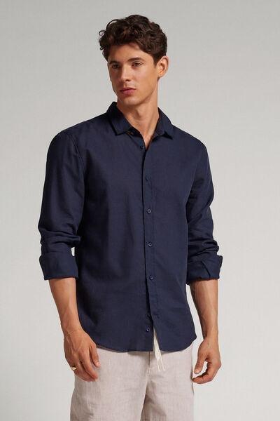 Blue Oceano Linen Cotton Shirt, , large image number 1