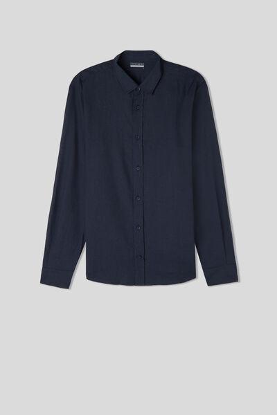 Blue Oceano Linen Cotton Shirt, , large image number 2