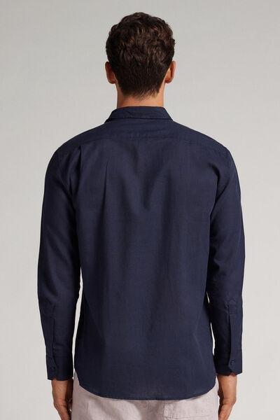 Blue Oceano Linen Cotton Shirt, , large image number 3
