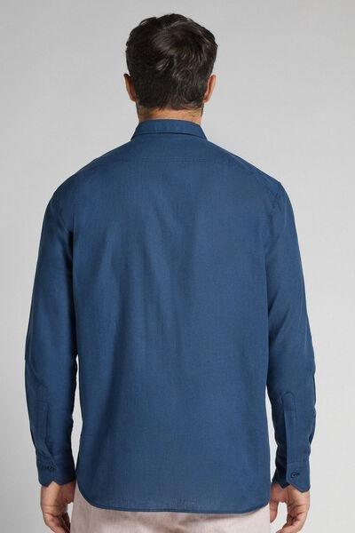 Blue Linen And Cotton Shirt, , large image number 3