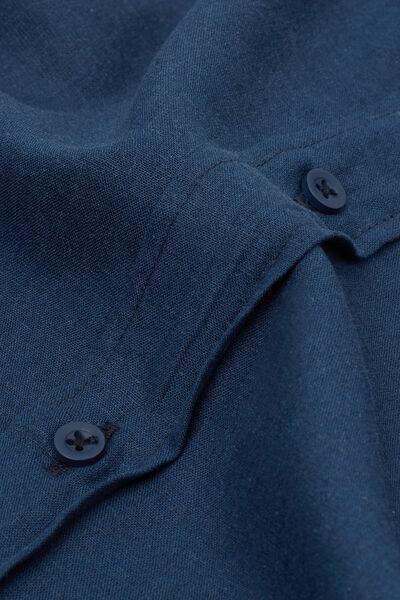 Blue Linen And Cotton Shirt, , large image number 4