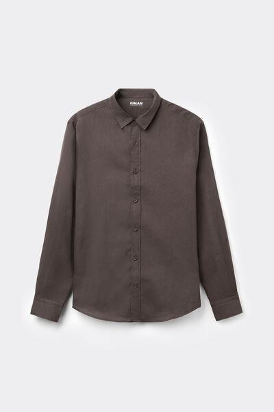 Brown Linen And Cotton Shirt, , large image number 2