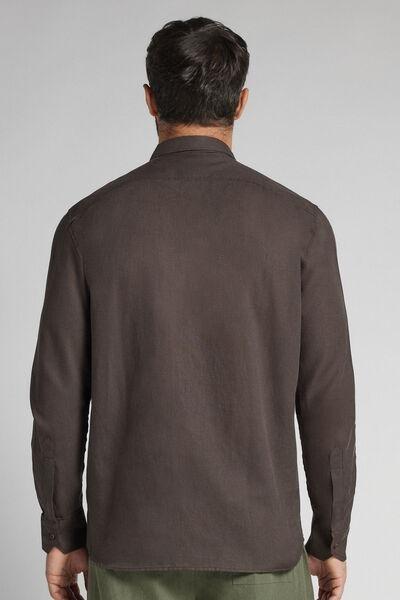Brown Linen And Cotton Shirt, , large image number 3