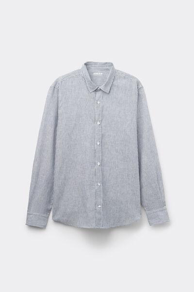 Blue Linen And Cotton Shirt, , large image number 2