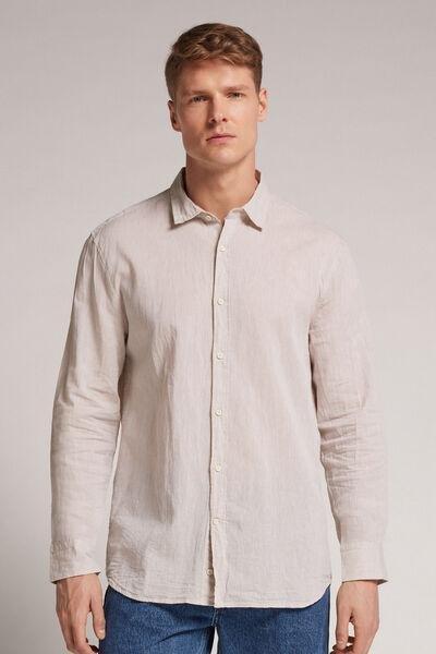 Ecru Linen And Cotton Shirt, , medium