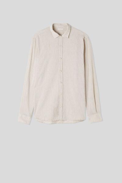Ecru Linen And Cotton Shirt, , large image number 2