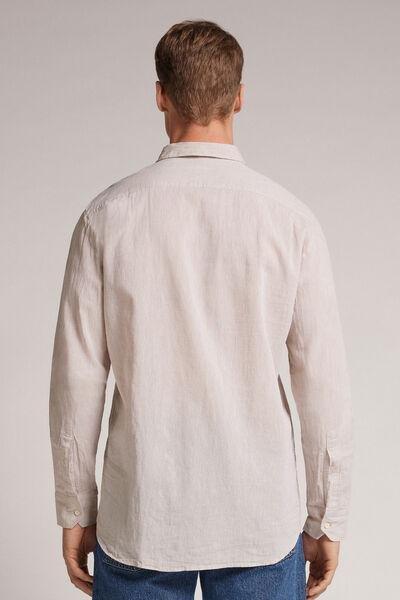 Ecru Linen And Cotton Shirt, , large image number 3