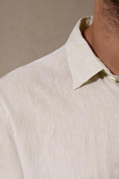 Ecru Linen And Cotton Shirt, B601_917I, large image number 5