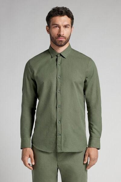 Green Linen And Cotton Shirt, , medium