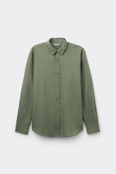 Green Linen And Cotton Shirt, , large image number 1