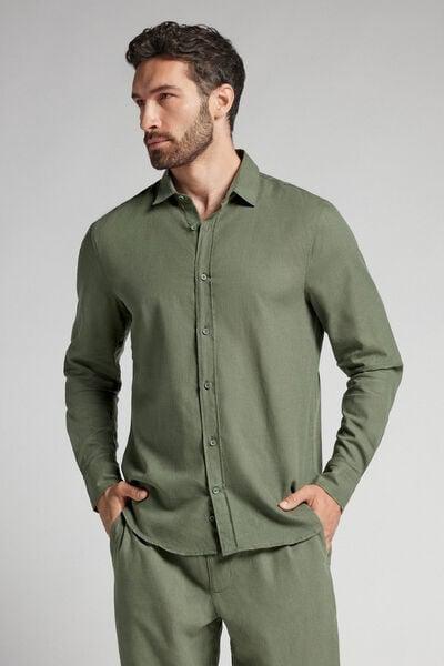 Green Linen And Cotton Shirt, , large image number 2