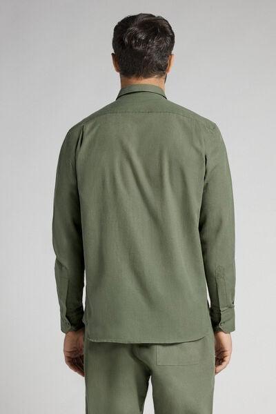Green Linen And Cotton Shirt, , large image number 3