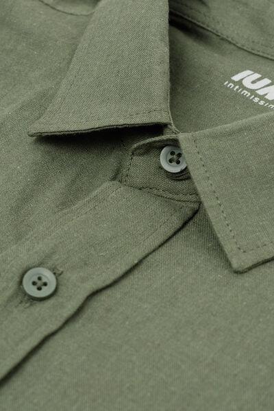 Green Linen And Cotton Shirt, , large image number 4