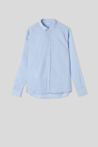 Blue Linen And Cotton Shirt, , large image number 2