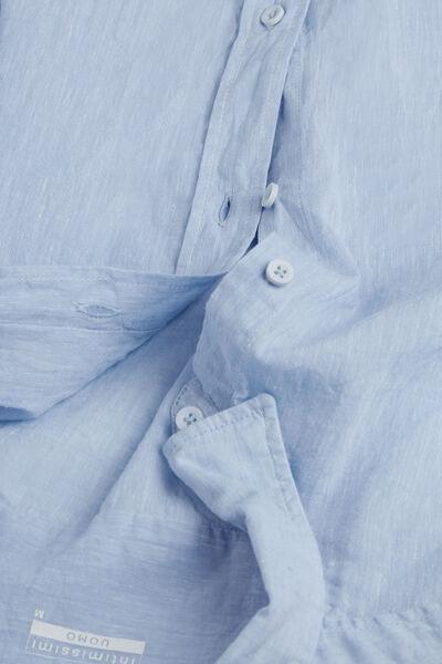 Blue Linen And Cotton Shirt, , large image number 4