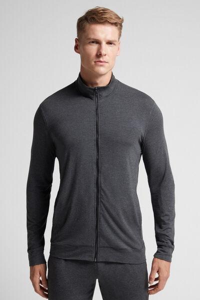 Grey Blend Zip-Up Sweatshirt, Dark Grey Blend, medium