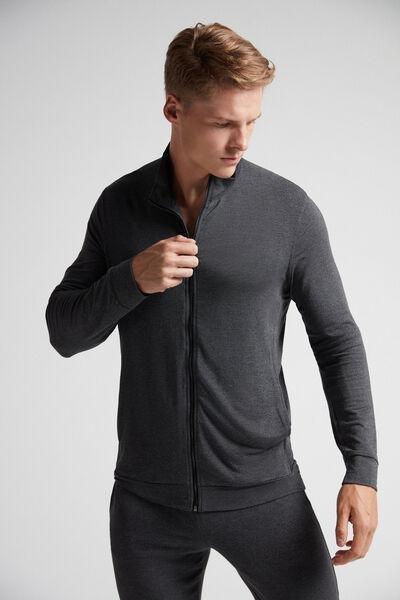 Grey Blend Zip-Up Sweatshirt, Dark Grey Blend, large image number 1