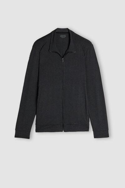 Grey Blend Zip-Up Sweatshirt, Dark Grey Blend, large image number 2