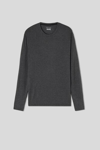 Grey Soft Silk Long-Sleeved Top, , large image number 0