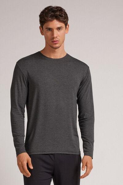 Grey Soft Silk Long-Sleeved Top, , large image number 1
