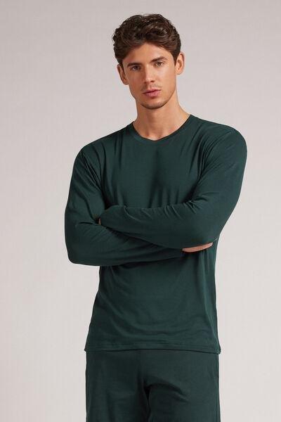 Green Soft Silk Long-Sleeved Top, , large image number 1
