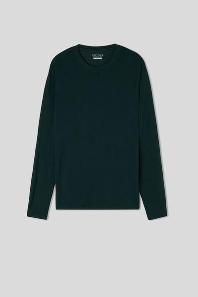 Green Soft Silk Long-Sleeved Top, , large image number 2