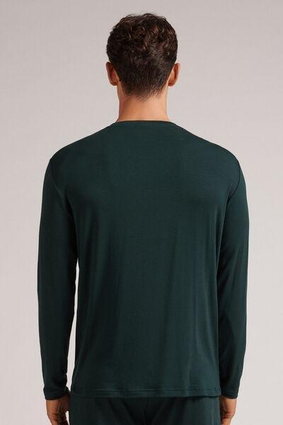 Green Soft Silk Long-Sleeved Top, , large image number 3