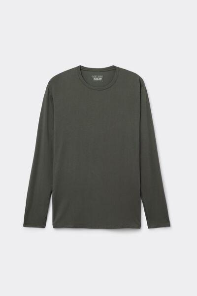 Green Scuro Long-Sleeved Soft Silk Top, B601_640J, large image number 2